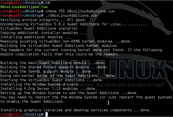 Installing VirtualBox Guest Additions on Kali Linux version 1.x kali Virtualbox