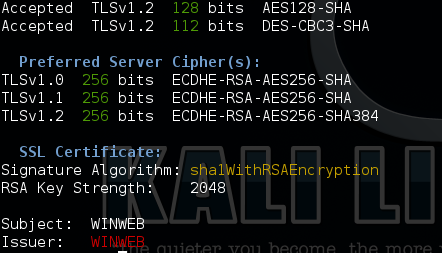 SSLscan show cipher suites after