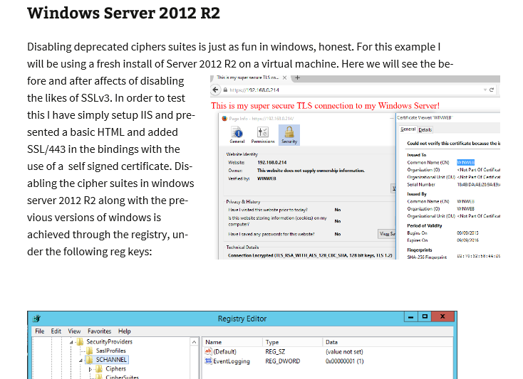 Changing SSL TLS cipher suites on Windows Server 2012 R2