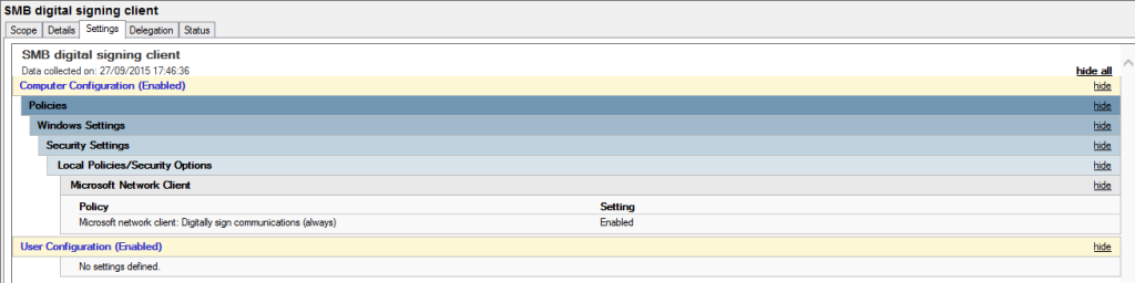 SMB Signing GPO Setting