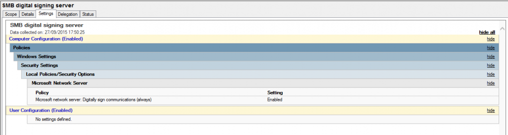 SMB Signing GPO Setting