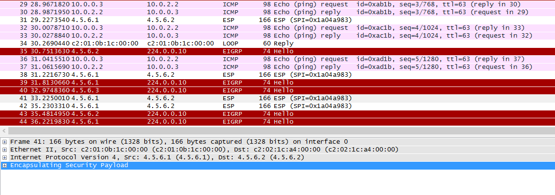 IPSec traffic in wireshark.