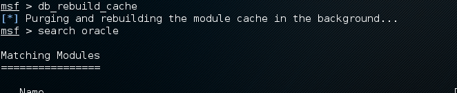 Metasploit db cache rebuild