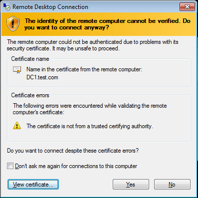 Implementing Remote Desktop with Certificates