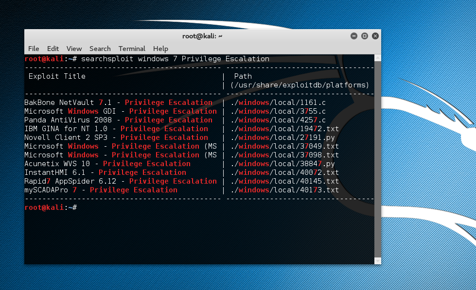 searchsploit in Kali