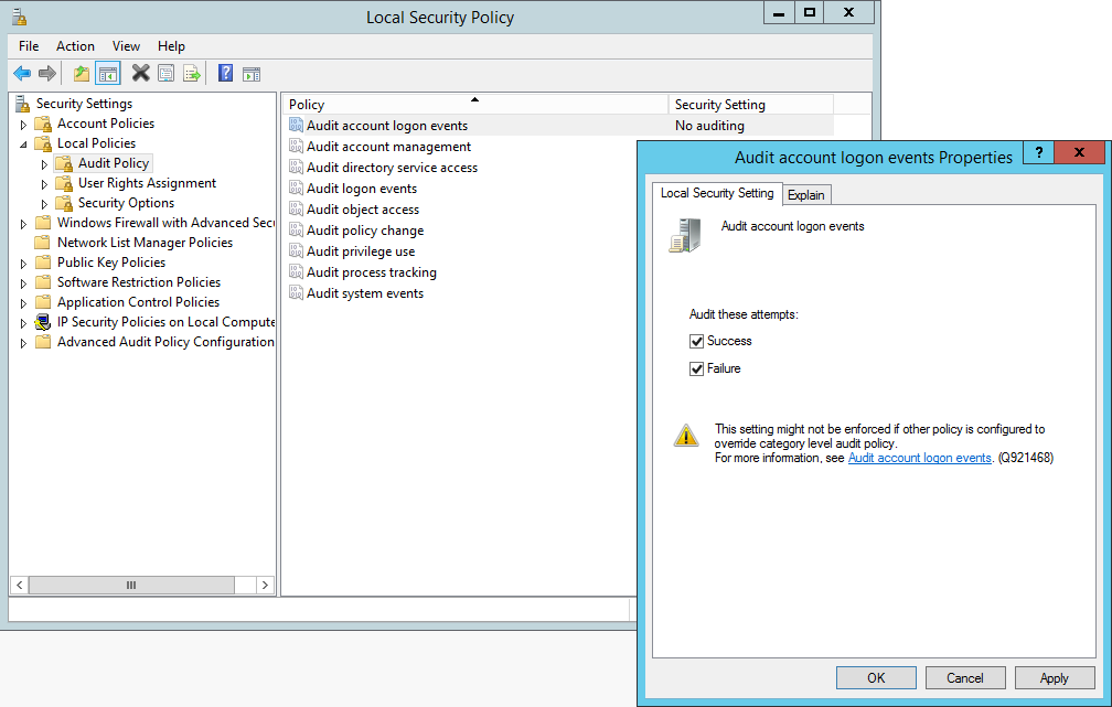 Windows Auditing Local Security Policy