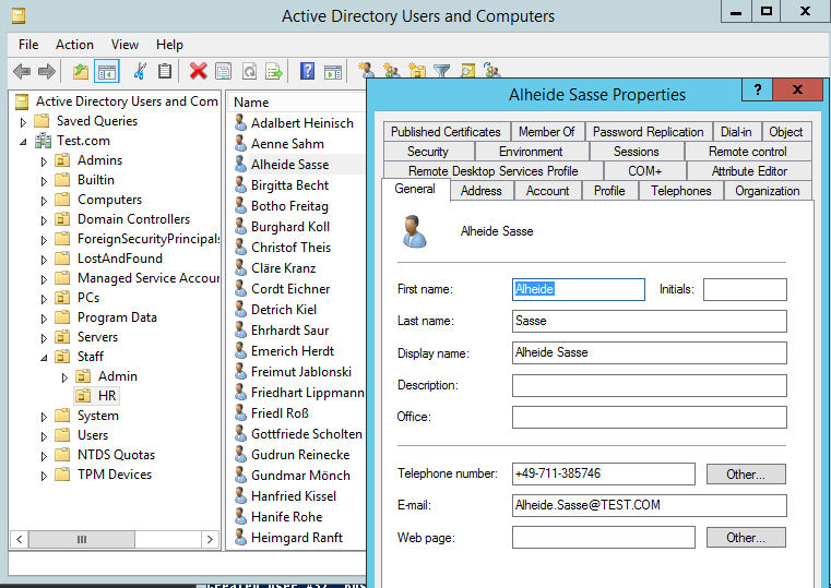 Creating realistic test user accounts in Active Directory 3