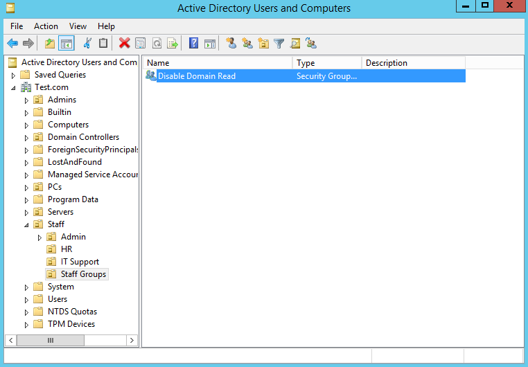 create disable domain read group